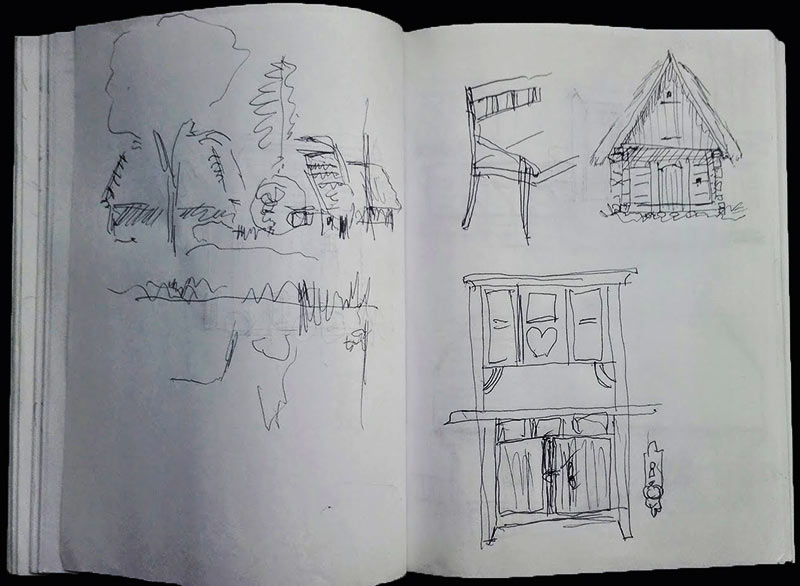 kartka ze szkicownika skansen