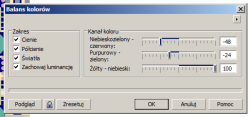 Corel Balans kolorów