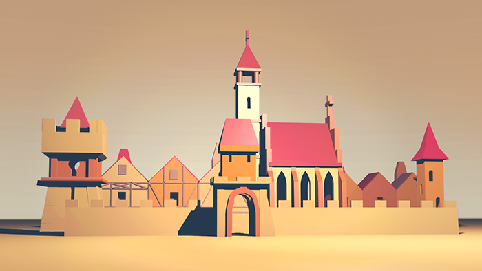 miasto i mury obronne w dzień 